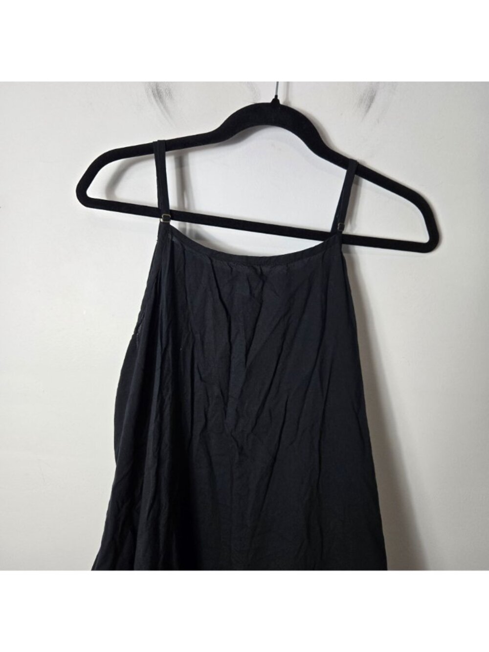 Krista Larson Black Balloon Midi Cami Slip Dress Spaghetti Strap FLAW - Picture 2 of 9